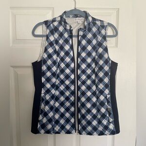 Kim Rogers Women’s Navy and White Plaid Vest Size Petite Medium